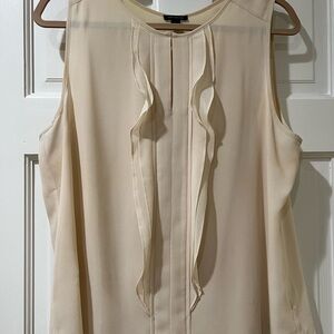 Ann Taylor Cream Ruffle Blouse nude top size L